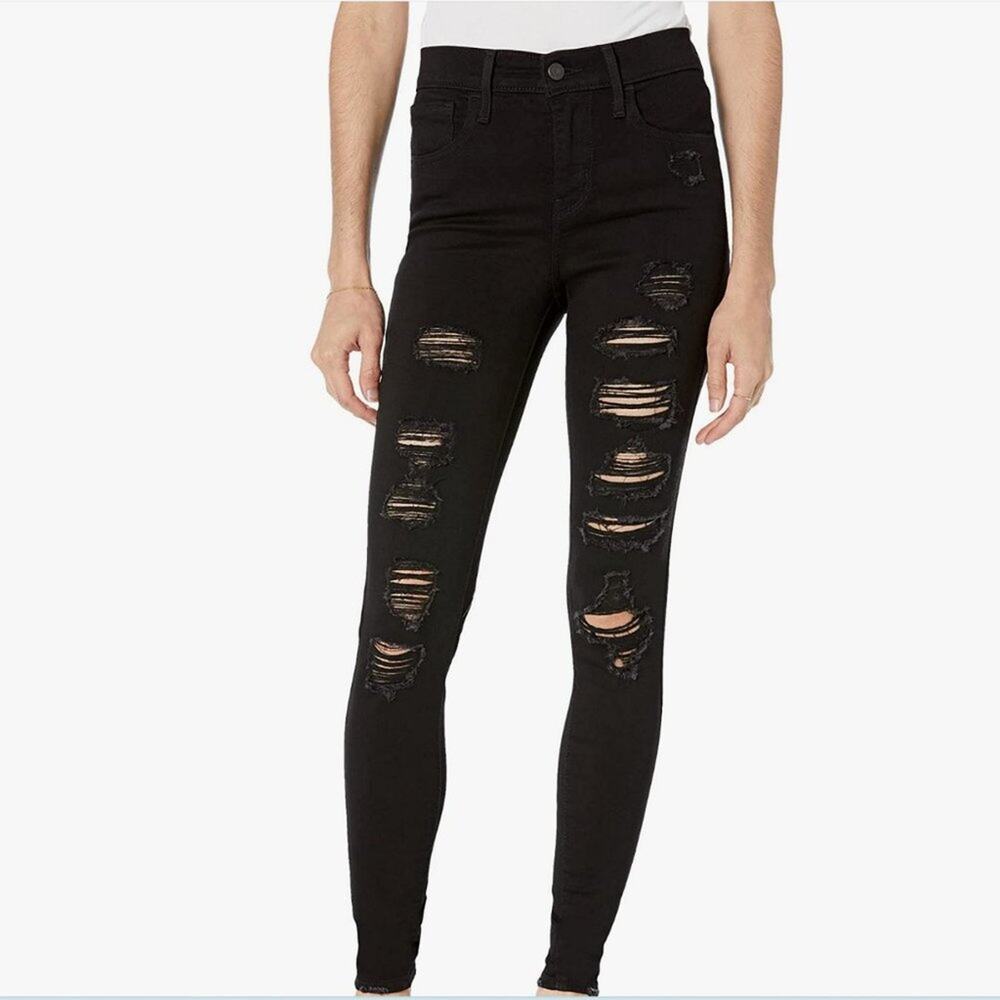 Levi's® 720 High-Rise Super Skinny Distressed Black Jeans Size 27/6